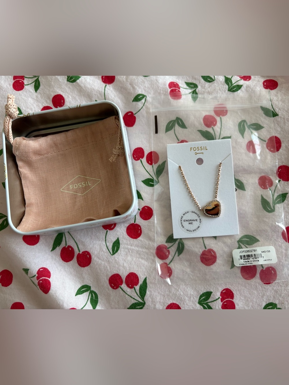 New Fossil Rose Gold Heart Pendant Necklace - Rose Gold